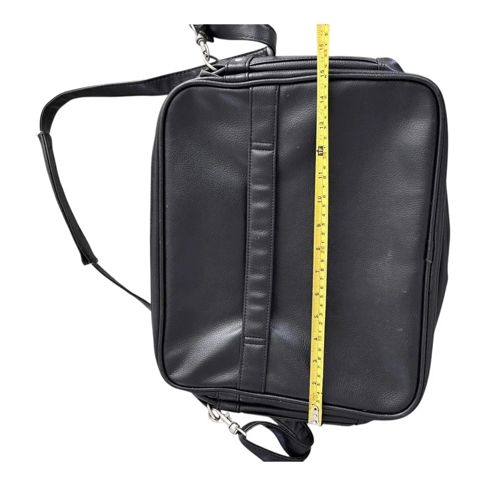 Jack & Chris Bag Messenger Black Faux Leather Travel Carry‎ On Shoulder Office